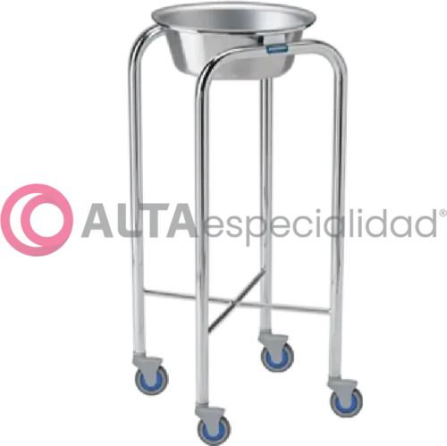 Porta lebrillo Pedigo para uso hospitalario, resistente y fácil de limpiar.