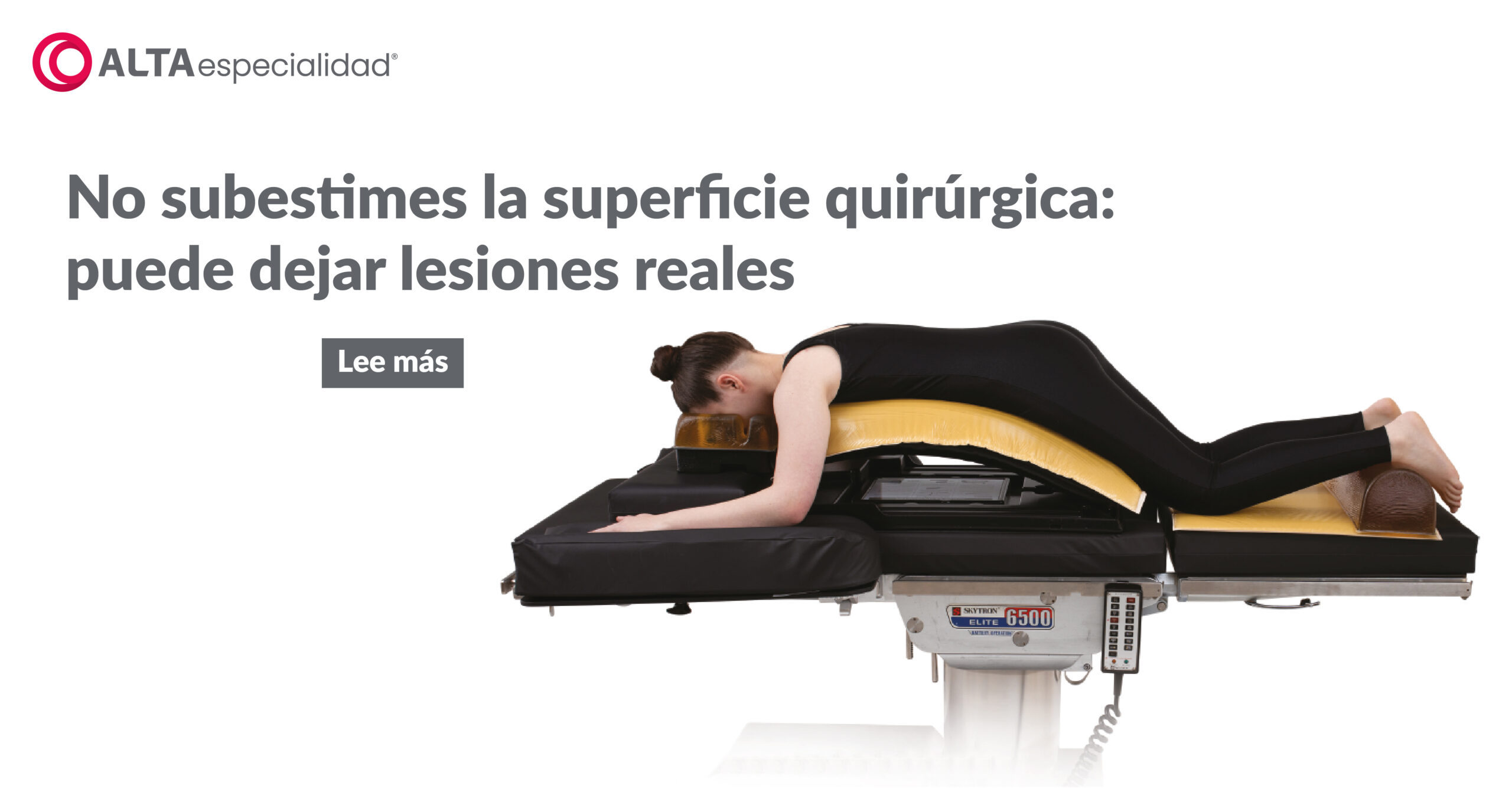 Superficie quirúrgica segura que previene lesiones en la piel del paciente durante la cirugía.