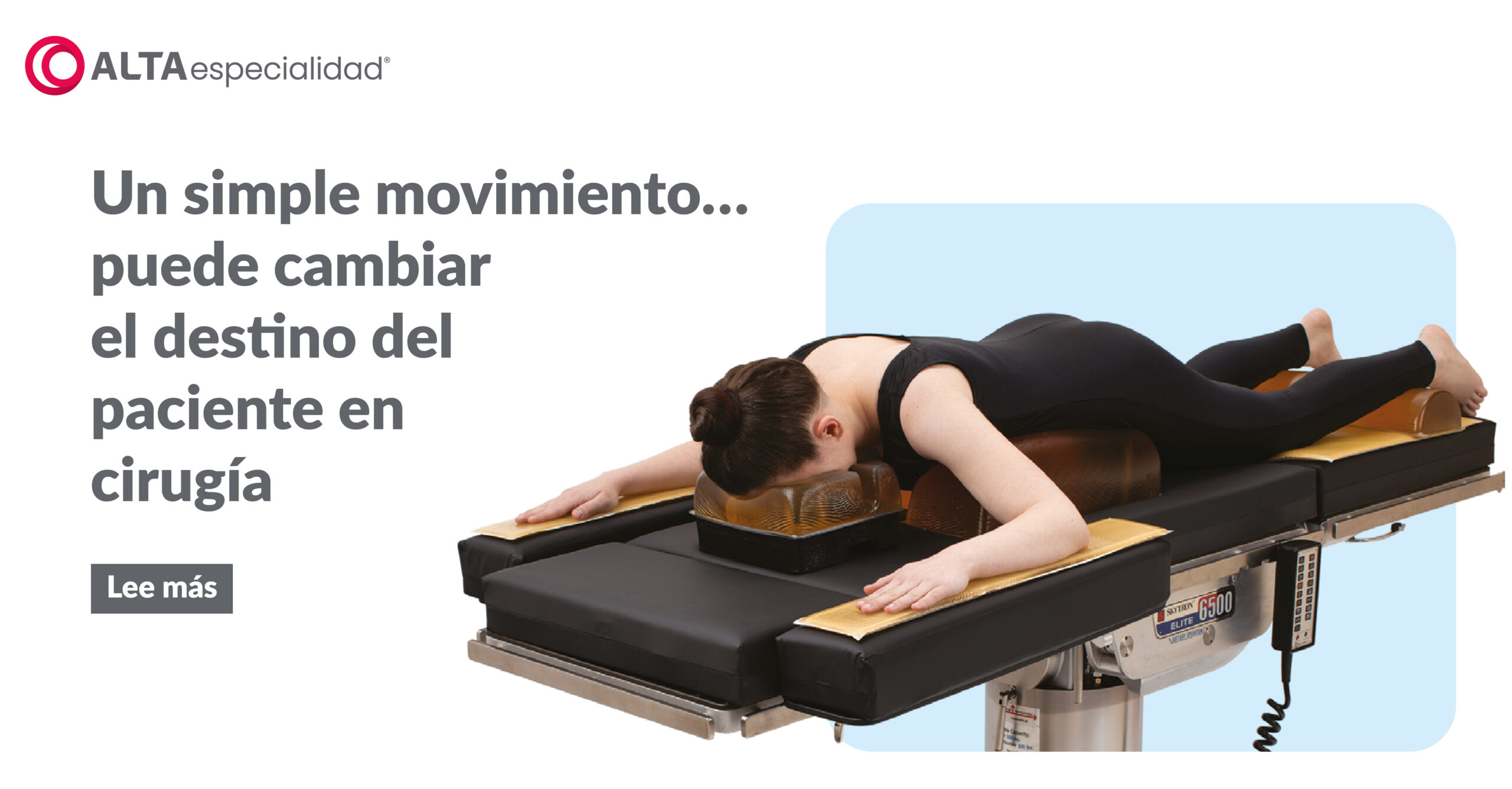 Posicionamiento correcto del paciente en cirugía con dispositivos ACTION para prevenir complicaciones.