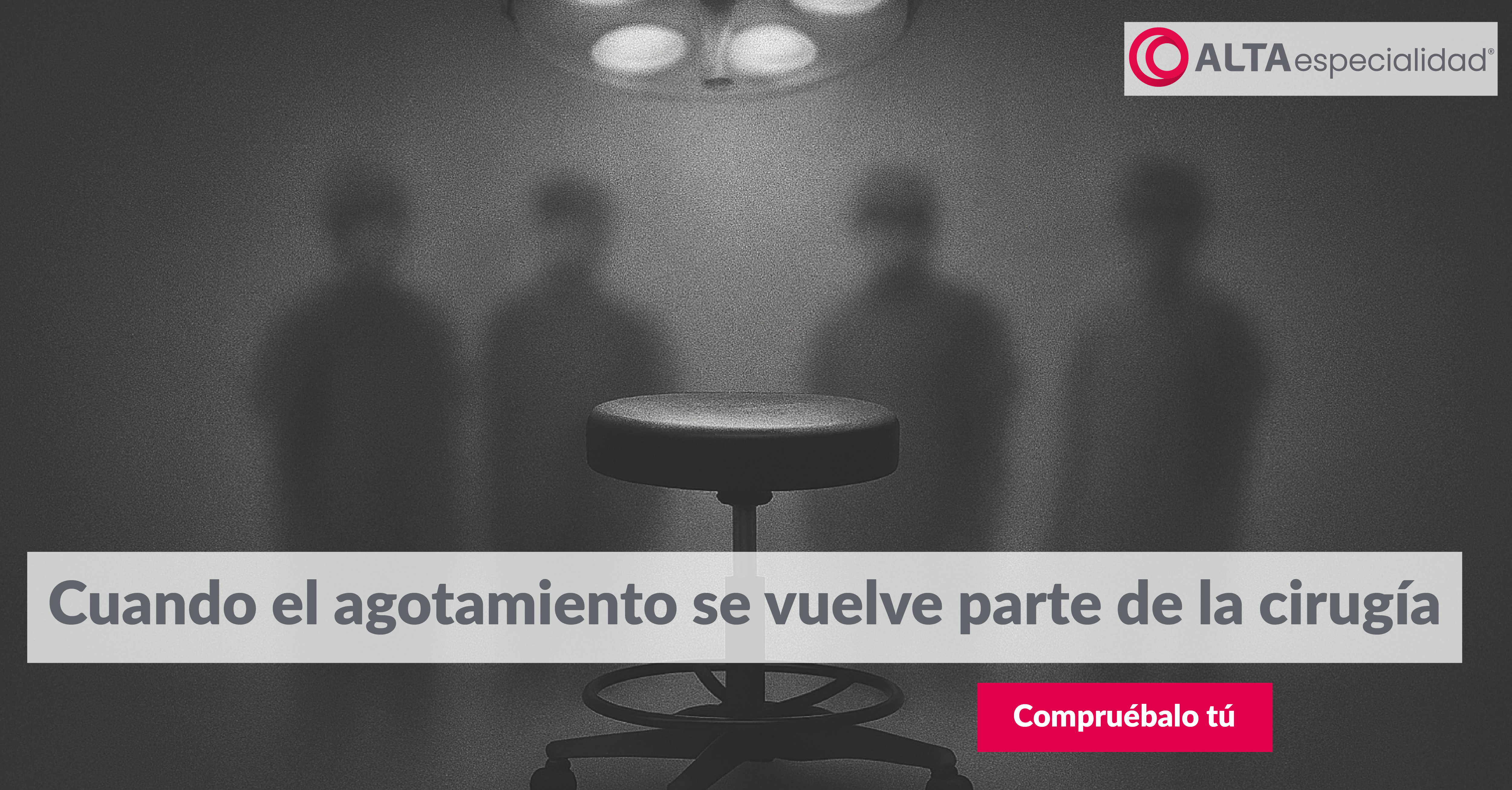 Médico fatigado en quirófano; el banco de altura Pedigo ayuda a reducir el agotamiento durante cirugías prolongadas